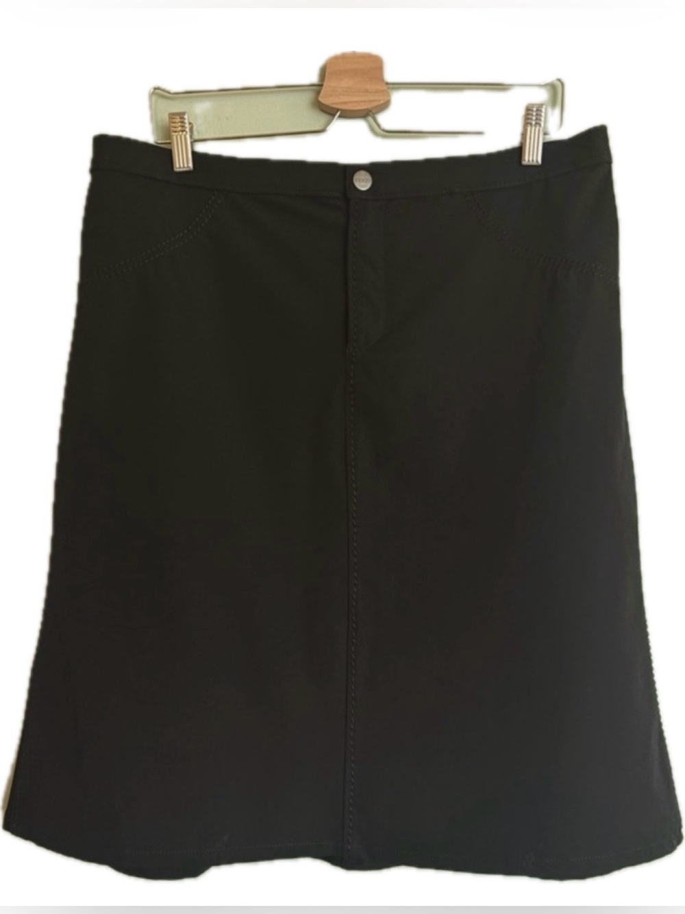 FERRE JEANS Black Stretch Midi A-line Skirt IT48 US 12 Italy Quiet Luxury Office